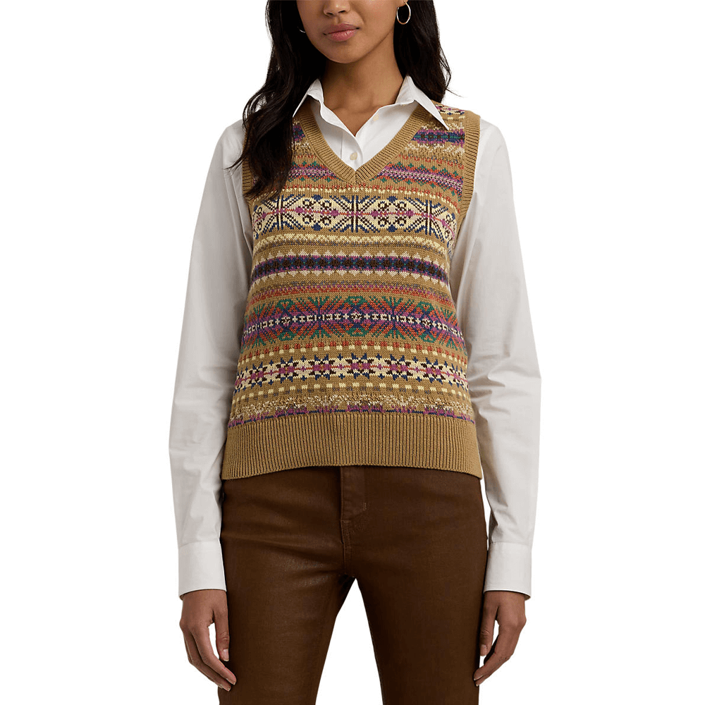 Lauren Ralph Lauren Fair Isle Cotton Linen Sweater Vest